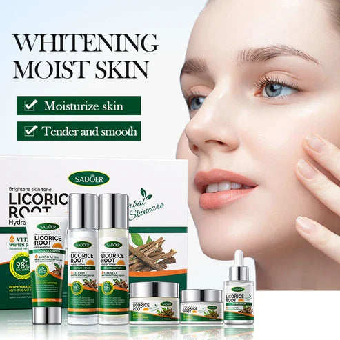 Sadoer Licorice Root Whitening Skin Care Set (Original) – Brightening & Hydrating Formula for Radiant Skin | Best Skin Care UAE & KSA