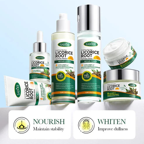 Sadoer Licorice Root Whitening Skin Care Set (Original) – Brightening & Hydrating Formula for Radiant Skin | Best Skin Care UAE & KSA