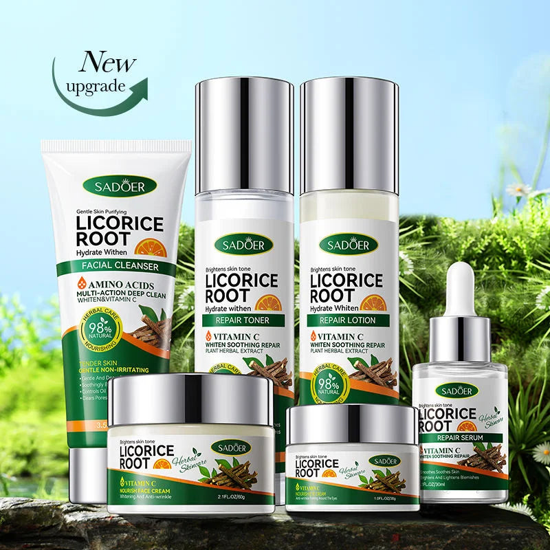 Sadoer Licorice Root Whitening Skin Care Set (Original) – Brightening & Hydrating Formula for Radiant Skin | Best Skin Care UAE & KSA